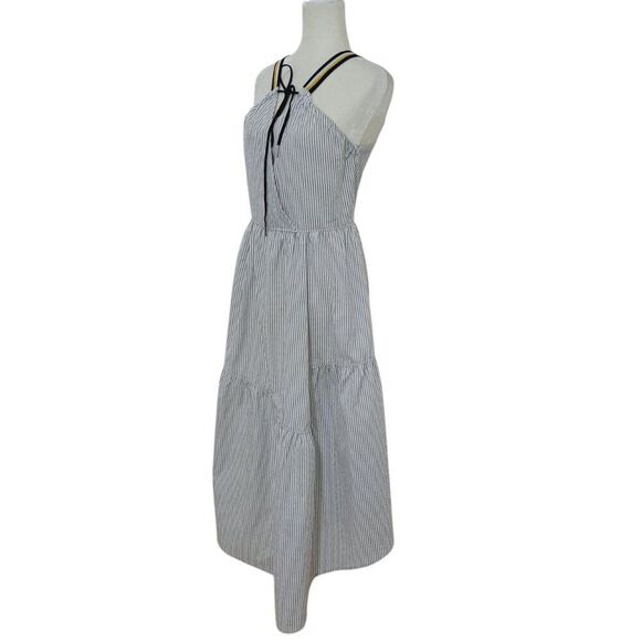 Current Air Women Sleeveless Pin Stripped Tiered Midi Dress Travel Vacation Sz S - Picture 9 of 9